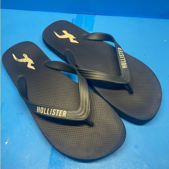 Vintage Hollister Flip Flops Navy blue Sandals Men’s 11 Beach Summer Thongs - Picture 1 of 6